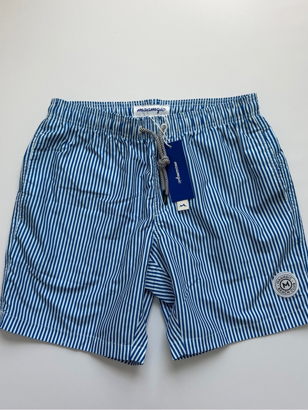 NWT Maamgic Blue Stripe Men’s Swim Trunks S